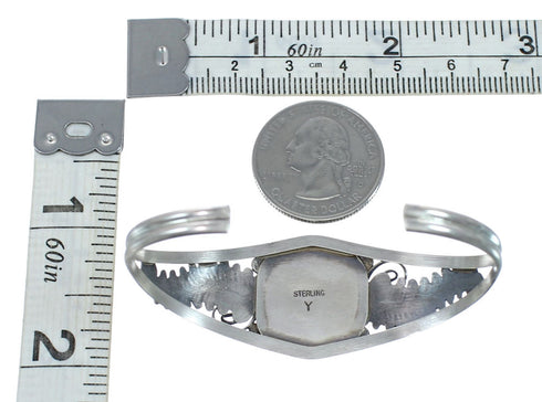 Sterling Silver Onyx Native American Leaf Cuff Bracelet JX130605